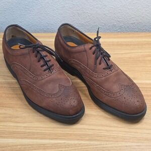 Roundtree & Yorke Wingtip Oxford Mens 9M Brown Good Nubuck Made in USA